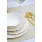 Kitchen Life Isabelia Premium 24 Parça Porselen Yemek Takımı -Altın Kenarlı İsabelia İstiridye Yemek Takımı,Kırık Beyaz Altın
