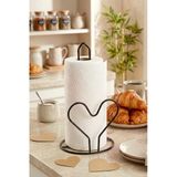 Kitchen Life Kalp Figürlü Paslanmaz Metal Peçetelik-Rulo Kağıt Havluluk 26 cm - Siyah