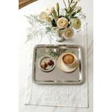 Kitchen Life Kare Paslanmaz Çelik Gümüş Kahve Sunum Tepsisi-Lüx Servis Tepsisi 21,5 cm