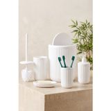 Kitchen Life Linea Kırık Beyaz Çizgili Yuvarlak Banyo Seti