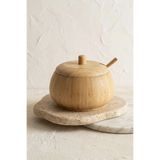 Kitchen Life Lüx Doğal Bambu Baharatlık Kaşıklı Şekerlik Bal Kavanozu 350 ml