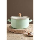 Kitchen Life Master Pro Cook Ahşap Kulplu,Paslanmaz Saplı Su Yeşili Süzgeçli Emaye Kızartma Tenceresi 22 Cm Su Yeşili