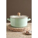 Kitchen Life Master Pro Cook Ahşap Kulplu,paslanmaz Saplı Su Yeşili Süzgeçli Emaye Kızartma Tenceresi 22 cm