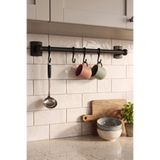 Kitchen Life Paslanmaz Çelik 4 Kancalı Metal Kaşıklık,Kepçelik Mutfak Düzenleyici Fincan,Kupa,Askı 33 cm