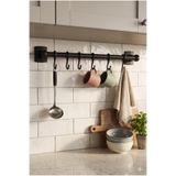 Kitchen Life Paslanmaz Çelik 6 Kancalı Metal Kaşıklık,Kepçelik Mutfak Düzenleyici Fincan,Kupa,Askı 53 cm