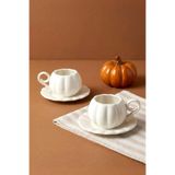 Kitchen Life Pumpkin Porselen 2'li Kahve Fincanı Takımı - Beyaz