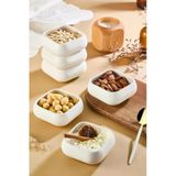 Kitchen Life Seramik 12'Li Kare Çerez Tabağı - Sunumluk Reçellik Sosluk Beyaz