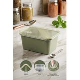 Kitchen Life Stainless Paslanmaz Çelik Vakumlu Saklama Kabı,fırın ve Kek Kabı 1,65LT Yemek Kabı Sefer Tası - Yeşil
