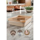 Kitchen Life Stainless Paslanmaz Çelik Vakumlu Saklama Kabı,fırın ve Kek Kabı 3 Lt Yemek Kabı Sefer Tası - Kahverengi