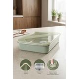 Kitchen Life Stainless Paslanmaz Çelik Vakumlu Saklama Kabı,fırın ve Kek Kabı 3 Lt Yemek Kabı Sefer Tası - Yeşil