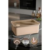 Kitchen Life Stainless Paslanmaz Çelik Vakumlu Saklama Kabı,fırın ve Kek Kabı 4 Lt Yemek Kabı Sefer Tası - Kahverengi