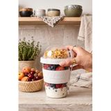 Kitchen Life Take'n Go Hazır Kapaklı Kaşıklı Yoğurt Yulaf Müsli Saklama Kabı Taşınabilir Yemek Kabı 600 ml - Beyaz