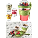 Kitchen Life Take'n Go Hazır Kapaklı Pratik Kaşıklı Taşınabilir Yoğurt Müsli Saklama Kabı 650 ml - Asorti