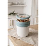 Kitchen Life Take'n Go Hazır Kapaklı Pratik Kaşıklı Taşınabilir Yoğurt Müsli Saklama Kabı 650 ml - Mavi