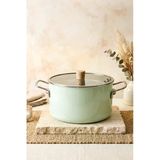 Kitchen Life Titan Cook Ahşap Kulplu,Paslanmaz Saplı Su Yeşili Süzgeçli Emaye Kızartma Tenceresi 22 Cm Su Yeşili