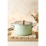 Kitchen Life Titan Cook Ahşap Kulplu,Paslanmaz Saplı Su Yeşili Süzgeçli Emaye Kızartma Tenceresi 22 cm