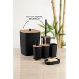 Kitchen Life Yapışkanlı Gerçek Bambu Siyah 6'lı Safir Banyo Seti