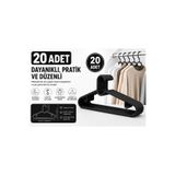 Kitchen Line 20 Adet Siyah Elbise Askısı, Pantolon Askısı– Dayanıklı ve Esnek Giysi Askılığı