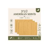 Kitchen Line 3'Lü Set Bambu Amerikan Servisi – Doğal Şık Sofra Sunumu – Dekoratif Hasır Görünümlü Masa Servisi 30X38 Cm