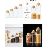 Kitchen Line 4’lü Cam Saklama Kavanozu Seti Mantar Top Kapaklı –baharat Bakliyat,makarna, Kahvaltılık Düzenleyici - Şeffaf