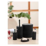Kitchen Line 5 Parça Lüx Banyo Seti - Yuvarlak Pratik Kapak Çöp Kovası Diş Fırçalık Sabunluk Tuvalet Fırça Seti