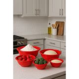 Kitchen Line 5`li Badya Yuvarlak Set Plastik Leğen Mutfak Seti Badya Set KIRMIZI