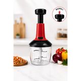 Kitchen Line 5'li Paslanmaz Çelik Bıçaklı El Rondosu Basmalı Üst Mekanizmalı Şeffaf Hazneli Sebze Meyve Doğrayıcı
