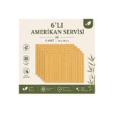Kitchen Line 6'lü Set Bambu Amerikan Servisi – Doğal Şık Sofra Sunumu – Dekoratif Hasır Görünümlü Masa Servisi 30x38 cm