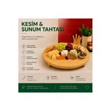 Kitchen Line Bambu Kesim ve Sunum Tahtası I Yuvarlak, Yükseltili Demonte Ahşap Servis Standı ve Kesim Tahtası