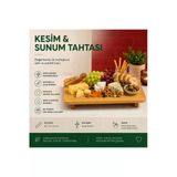 Kitchen Line Bambu Kesim Ve Sunum Tahtası Idikdörtgen, Yükseltili Demonte Ahşap Servis Standı Ve Kesim Tahtası 34*22*6,5Cm