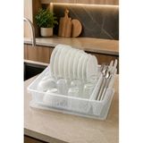 Kitchen Line Büyük Boy Şeffaf Bulaşıklık – Tabak Bardak ve Çatal Kaşıklık Bölmeli Bulaşık Kurutmalık
