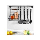 Kitchen Line Duvar Rayı Askılık Siyah Askı Mutfak Askısı Sepetli Askılık Siyah Retro Sepet Ve Askılık