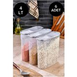 Kitchen Line Erzak Bakliyat Kiler Saklama Kabı 6lı, 4lt