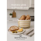 Kitchen Line Gold Detaylı, Beyaz Renkli Hasır Örme Sepetli Şık Ekmek Sepeti Ekmeklik