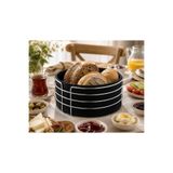 Kitchen Line Gümüş Detaylı Galvaniz Metal Bezli Yuvarlak Ekmek Sepeti 22X11 Cm – Yıkanabilir Kumaşlı Modern Şık Sunumluk