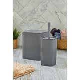 Kitchen Line Kare Çöp Kovası Tuvalet Fırçası Set 2li Koyu Gri 5litre