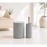 Kitchen Line Modern Çizgili Banyo Çöp Kovası (6,25 Litre) & Tuvalet Fırçası Seti – Ikili Set, Dayanıklı Plastik - Antrasit