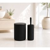 Kitchen Line Modern Çizgili Banyo Çöp Kovası (6,25 Litre) & Tuvalet Fırçası Seti – Ikili Set, Dayanıklı Plastik - Siyah