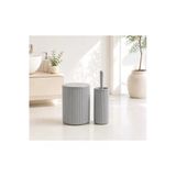 Kitchen Line Modern Çizgili Banyo Çöp Kovası (6,25 Litre) & Tuvalet Fırçası Seti – İkili Set, Dayanıklı Plastik