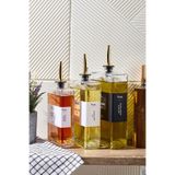 Kitchen Line Molivet 3'lü Gold Kapak Cam Yağdanlık Sosluk Sirkelik 350-500-750 ml Sticker Hediyeli