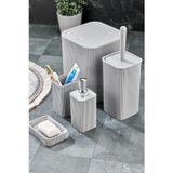 Kitchen Line Palermo Kare Çizgi Model 5'li Banyo Seti Gold Detaylı Sabunluk Gri