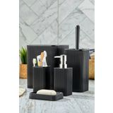 Kitchen Line Palermo Kare Çizgi Model 5'li Banyo Seti Gold Detaylı Sabunluk Siyah