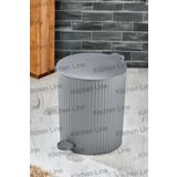 Kitchen Line PEDALLI, ÇİZGİLİ YUVARLAK MODEL BANYO/MUTFAK ÇÖP KOVASI 8LT ANTRASİT