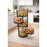 Kitchen Line Royal Tower 5 Katlı Metal Sebzelik – Tel Sepet Organizer (Siyah)