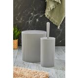 Kitchen Line Yuvarlak Çöp Kovası & Yuvarlak Tuvalet Fırçası Seti Ikili Banyo Seti Gri