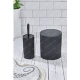 Kitchen Line Yuvarlak Çöp Kovası & Yuvarlak Tuvalet Fırçası Seti Ikili Banyo Seti Siyah