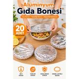 Kitchen Live 20 Adet Alüminyum Tabak Bonesi Tazeliği Koruyan Tencere ve Tabak Bonesi Isı Yalıtımlı Kapak