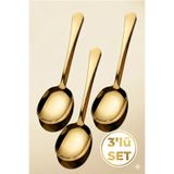 Kitchen Live 3 Adet Paslanmaz Çelik Lüx Servis Salata Kaşığı Spatula | Çelik Yemek Servis Kaşığı 21 cm