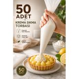 Kitchen Live 50 Adet Kullan At Krema Sıkma Torbası - Pasta, Kek, Krem Şanti Süsleme Poşeti, Hijyenik Set