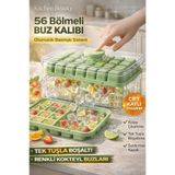 Kitchen Live Yeni Nesil Basmalı Çift Buz Kalıbı Buzluk – Kapaklı Saklama Kutulu 28+28 56 Bölmeli Kokteyl Sunum